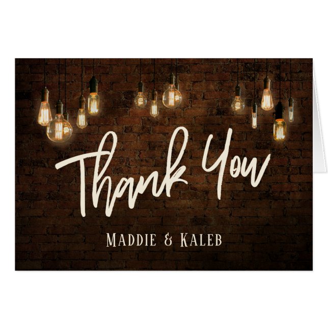 Thank You Industrial Bricks w/ Edison Lights (Front Horizontal)