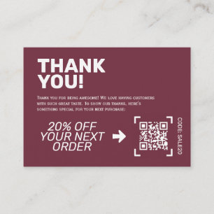 Thank You Insert Card Discount Code