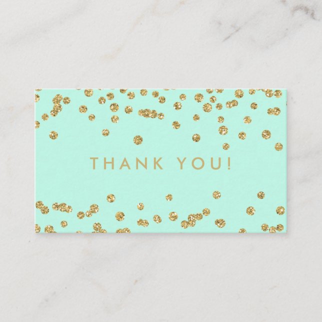 Thank You Insert Gold Glitter Confetti Mint Green (Front)