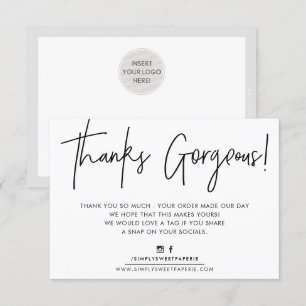 THANK YOU INSERT modern casual biro business black Card