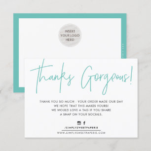 THANK YOU INSERT modern casual biro business mint Card