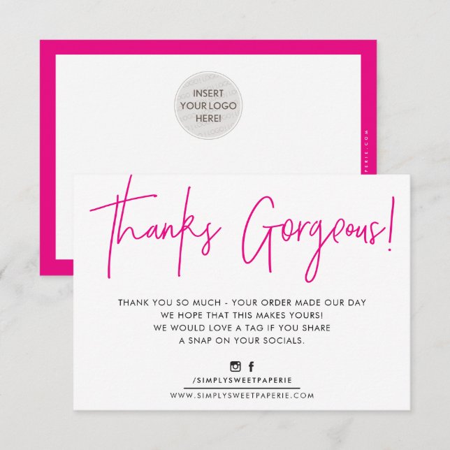 THANK YOU INSERT modern casual biro business pink (Front/Back)