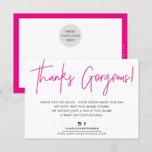 THANK YOU INSERT modern casual biro business pink Card
