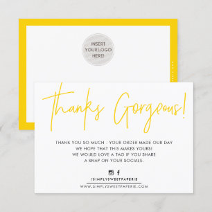 THANK YOU INSERT modern cute biro business yellow Card
