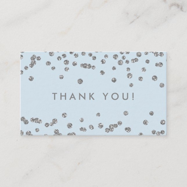 Thank You Insert Silver Glitter Confetti Ice Blue (Front)