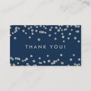 Thank You Insert Silver Glitter Confetti Navy Blue