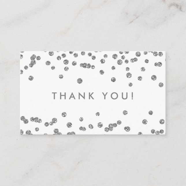 Thank You Insert Silver Glitter Confetti White (Front)
