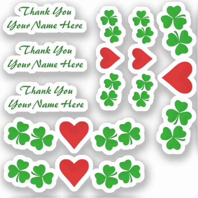 Thank You Irish Shamrock borders with red heart (Front)