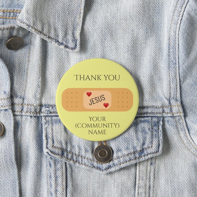 Thank you Jesus christ healer saviour yellow Butto 1 Inch Round Button (Creator Uploaded)