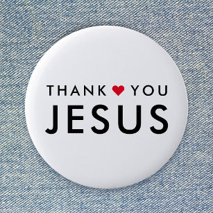 Thank You Jesus   Modern Christian Faith Heart 2 Inch Round Button