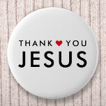 Thank You Jesus | Modern Christian Faith Heart 2 Inch Round Button<br><div class="desc">Simple,  stylish christian "thank you Jesus" quote art design in a modern minimalist typography in off black with a cute red heart design. This trendy,  modern faith design is the perfect gift or accessory. #christian #religion #faith #bible #jesus #bethelight</div>