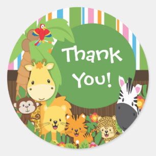 Thank You Jungle Safari Baby Animals Sticker