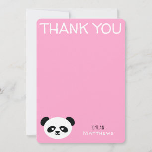 Thank You Kawaii Panda Bear Personalized Pink Card