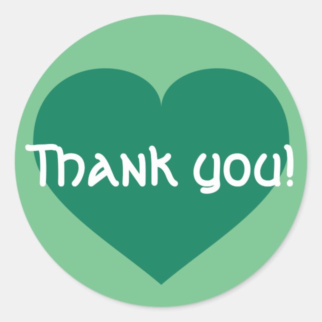 Thank you - kelly green heart classic round sticker (Front)