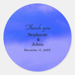Thank You Label Deep Blue Cloud Abstract Wedding