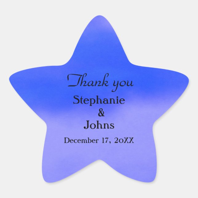 Thank You Label Deep Blue Cloud Abstract Wedding (Front)