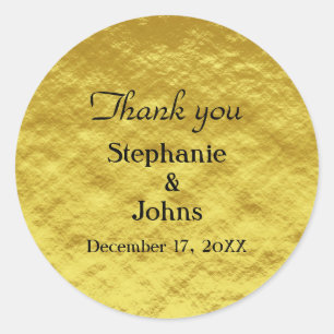 Thank You Label Gold Foil Shiny Wedding Favour
