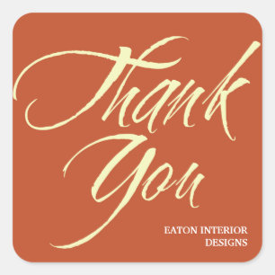 Thank You labels bold brush stroke brick red