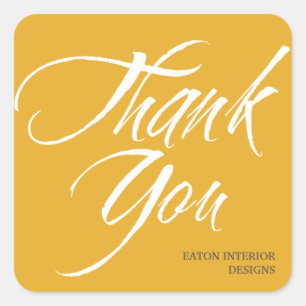 Thank You labels bold brush stroke golden yellow