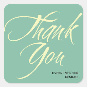 Thank You labels bold brush stroke teal green