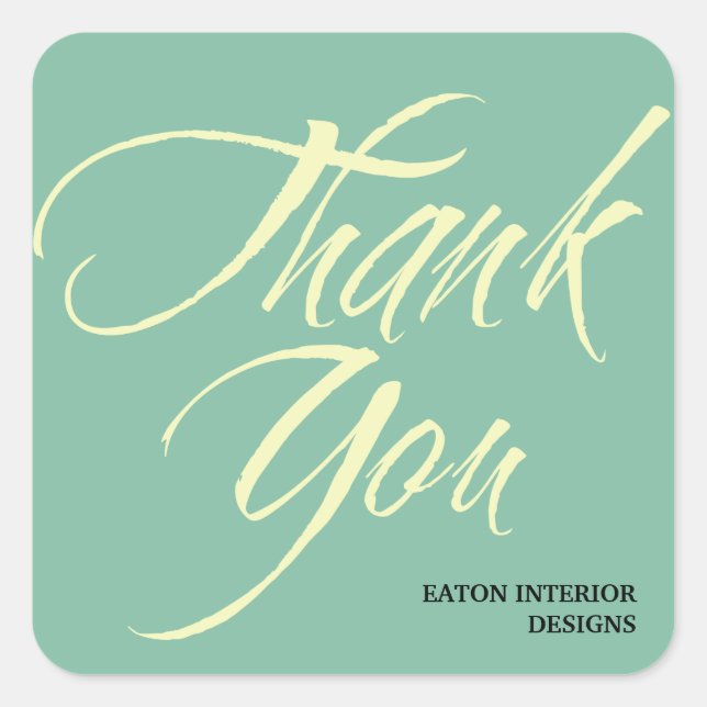 Thank You labels bold brush stroke teal green (Front)