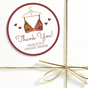Thank You Lace Watercolor Lingerie Bridal Shower Classic Round Sticker
