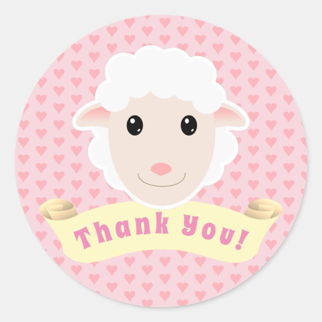 Thank you Lamb Classic Round Sticker (Front)