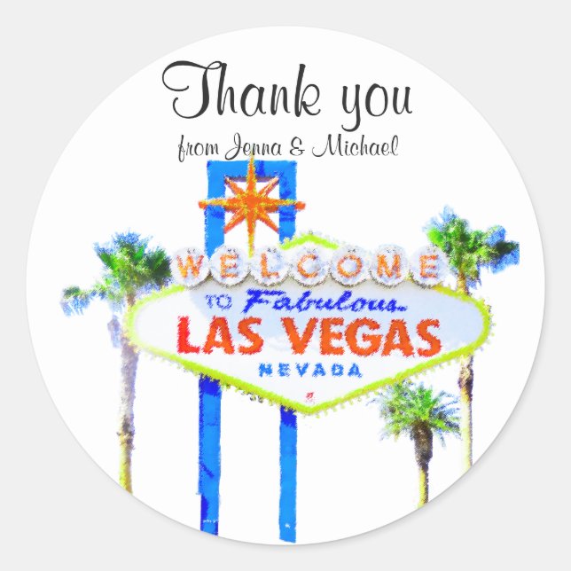 Thank You Las Vegas Marriage Classic Round Sticker (Front)