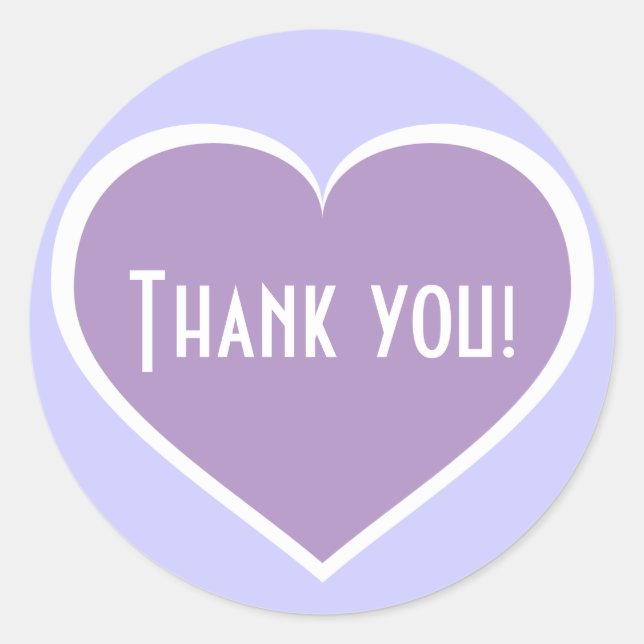 Thank You  Lavender Heart Classic Round Sticker (Front)