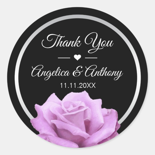 Thank You Lavender Purple Rose Wedding Seals (Front)