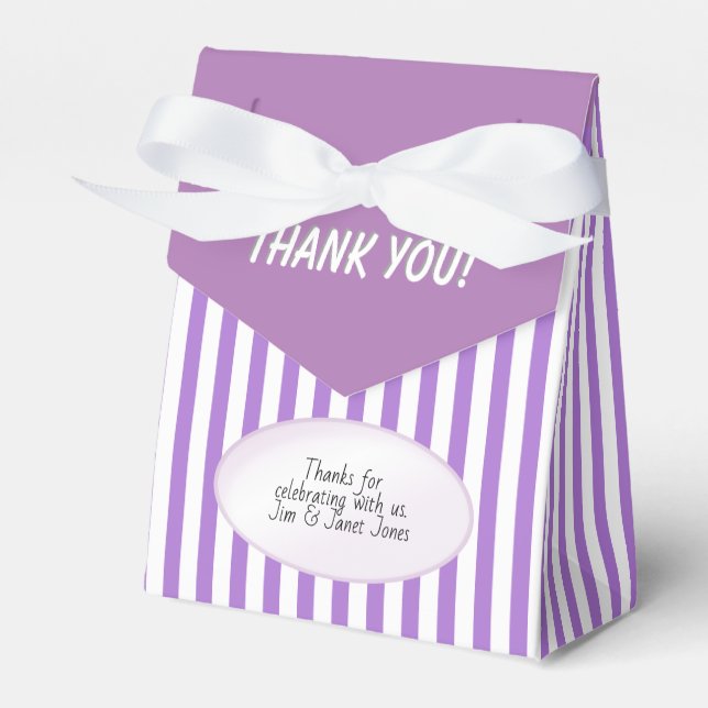 Thank You - Lavender Simple Stripes Pattern Favor Box (Front Side)
