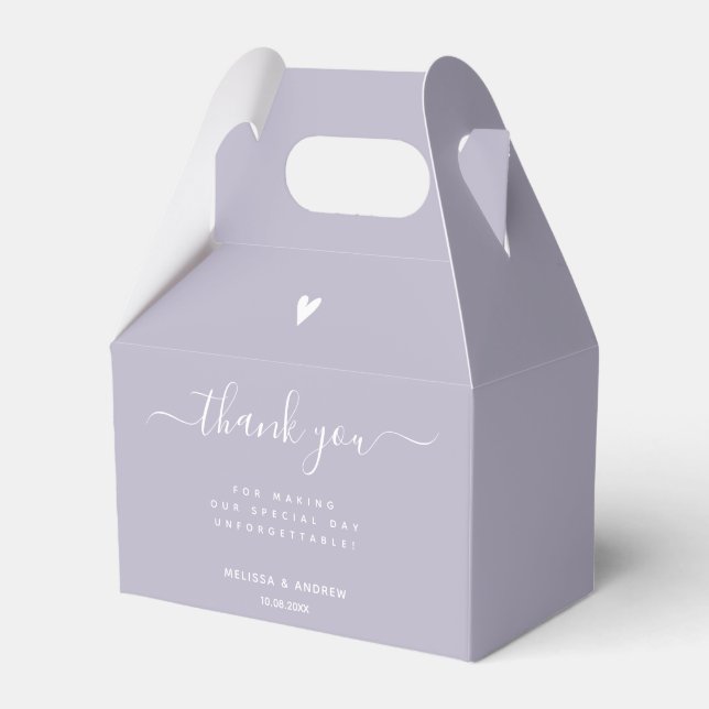 Thank You - Lavender Wedding Favor Box (Front Side)