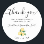 Thank you lemons Bridal Wedding Classic Round Sticker<br><div class="desc">Add note, names, and date to the design. For more customization (font colour, font style, remove or move elements, change other wording), click on personalize, scroll down and click on the link "click to customize further". ** Please see the full collection for matching invitation, bridal shower games, tags, and sign...</div>