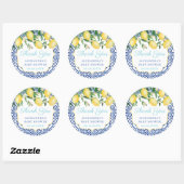 Thank You Lemons Teal Positano Bridal Shower Favou Classic Round Sticker (Sheet)