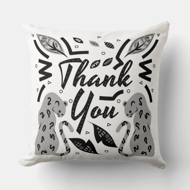 Thank You Leopards Throw Pillow (Front)
