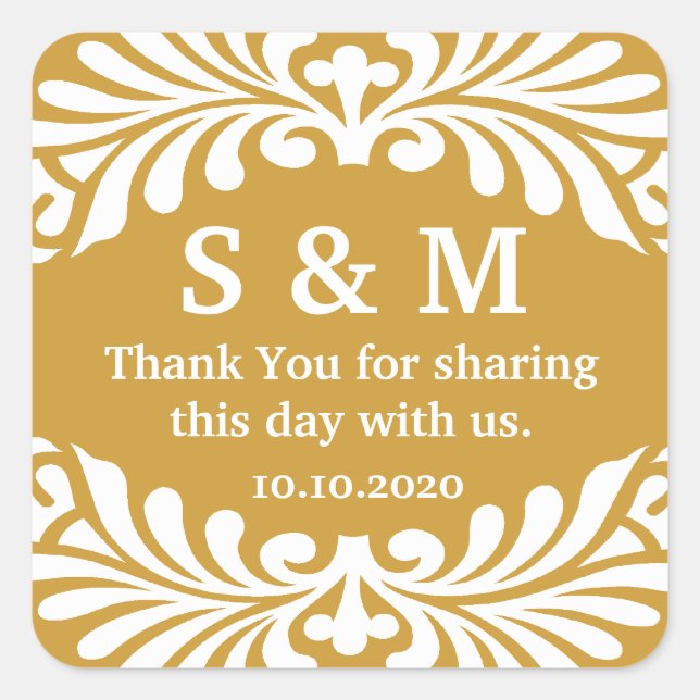Thank You Letter Monogram Wedding Favour Labels (Front)
