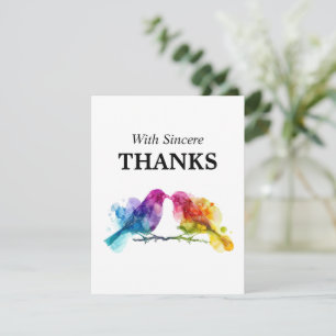 🌈Thank you LGBTQ+ Rainbow Lovebirds Thank You Card