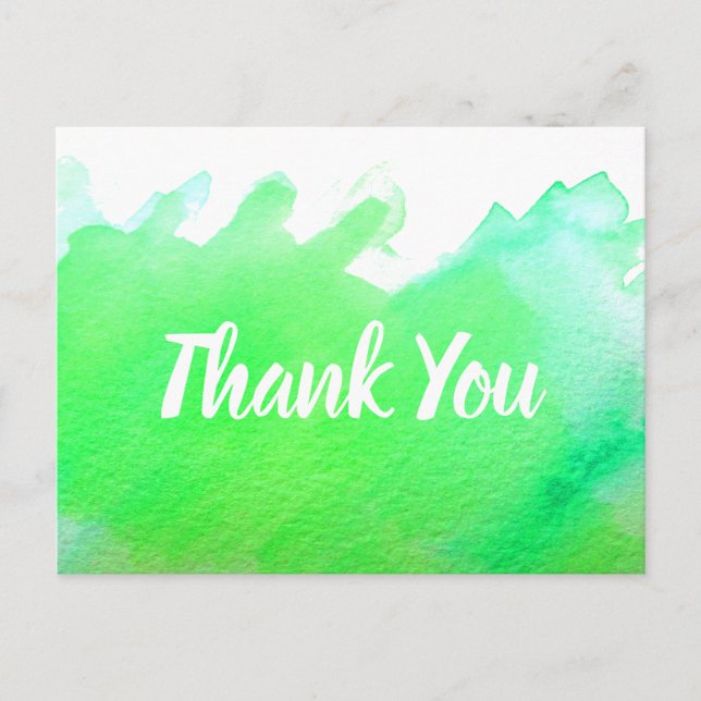 Thank You lime green watercolor art quote Postcard (Front)