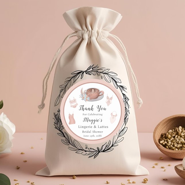 Thank You Lingerie & Lattes Bridal Shower Classic Round Sticker (Creator Uploaded)