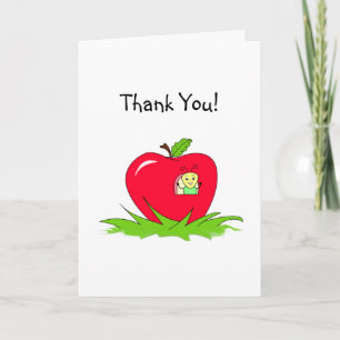 Thank You - Little Bug In Bright Red Apple House
