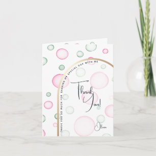 Thank You   Lively Fun Pink and Green Bubbles