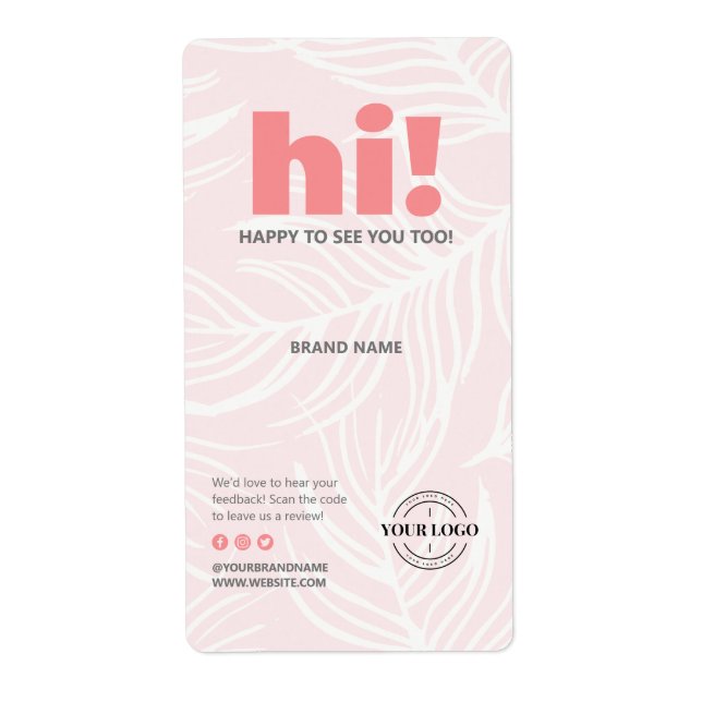 Thank You Logo Blush Pink White Leaves Box Seal (Front)