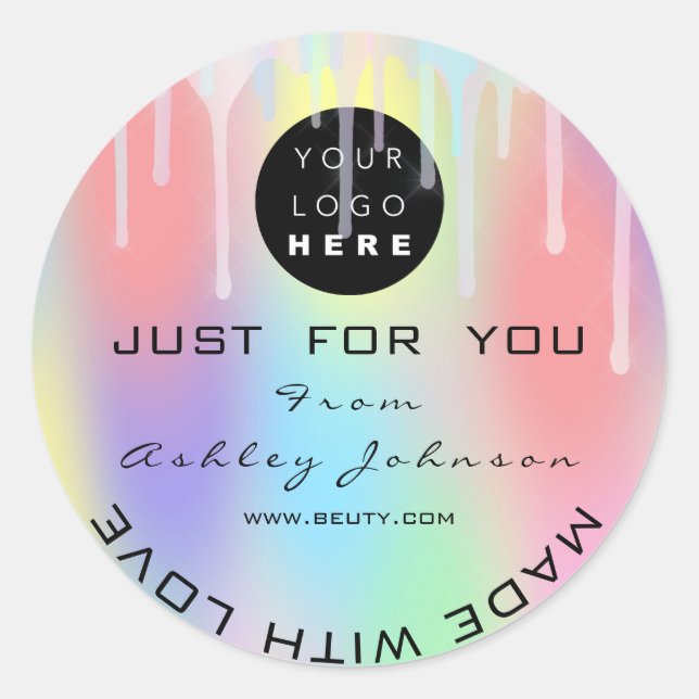 Thank You Logo Holograph Made With Love WEB Classic Round Sticker (Front)