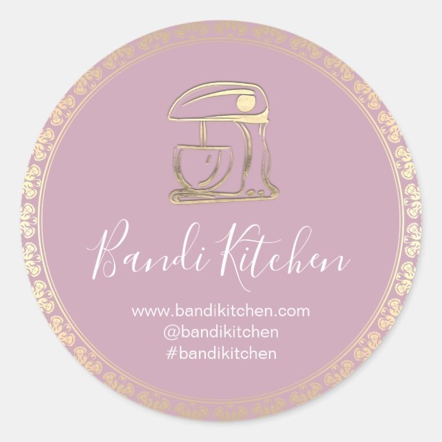 Thank You Logo Kitchen Cooking Chef Bakery Blush Classic Round Sticker (Front)