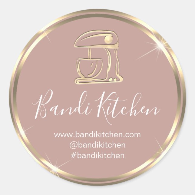 Thank You Logo Kitchen Cooking Chef Rose Gold   Classic Round Sticker (Front)