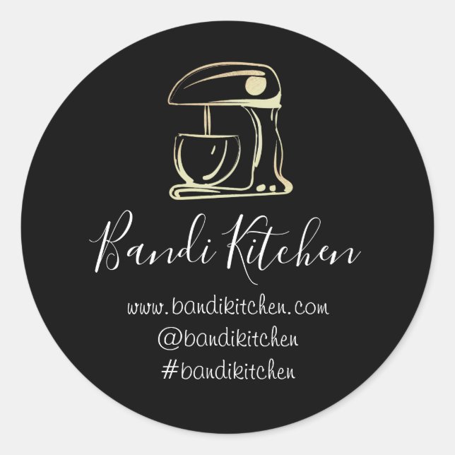 Thank You Logo Kitchen Cooking Mixer Gold Sweets Classic Round Sticker (Front)