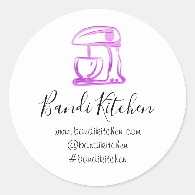 Thank You Logo Kitchen Cooking Mixer Pink Fuchsia Classic Round Sticker (Front)