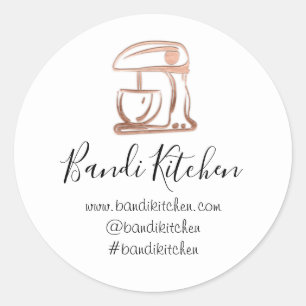 Thank You Logo Kitchen Cooking Mixer Rose White Classic Round Sticker