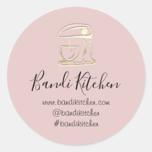 Thank You Logo Kitchen Cooking Robot Rose Gold Classic Round Sticker