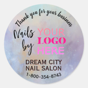 Thank You Logo Manicure Nail Salon Small Business  Classic Round Sticker